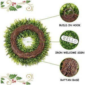 Large Boxwood Artificial Wreath Front Door 24'' for st patrick's day Decoration